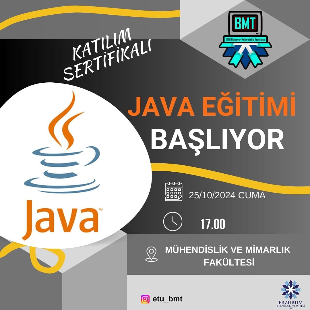 Java Eğitimi Başlıyor